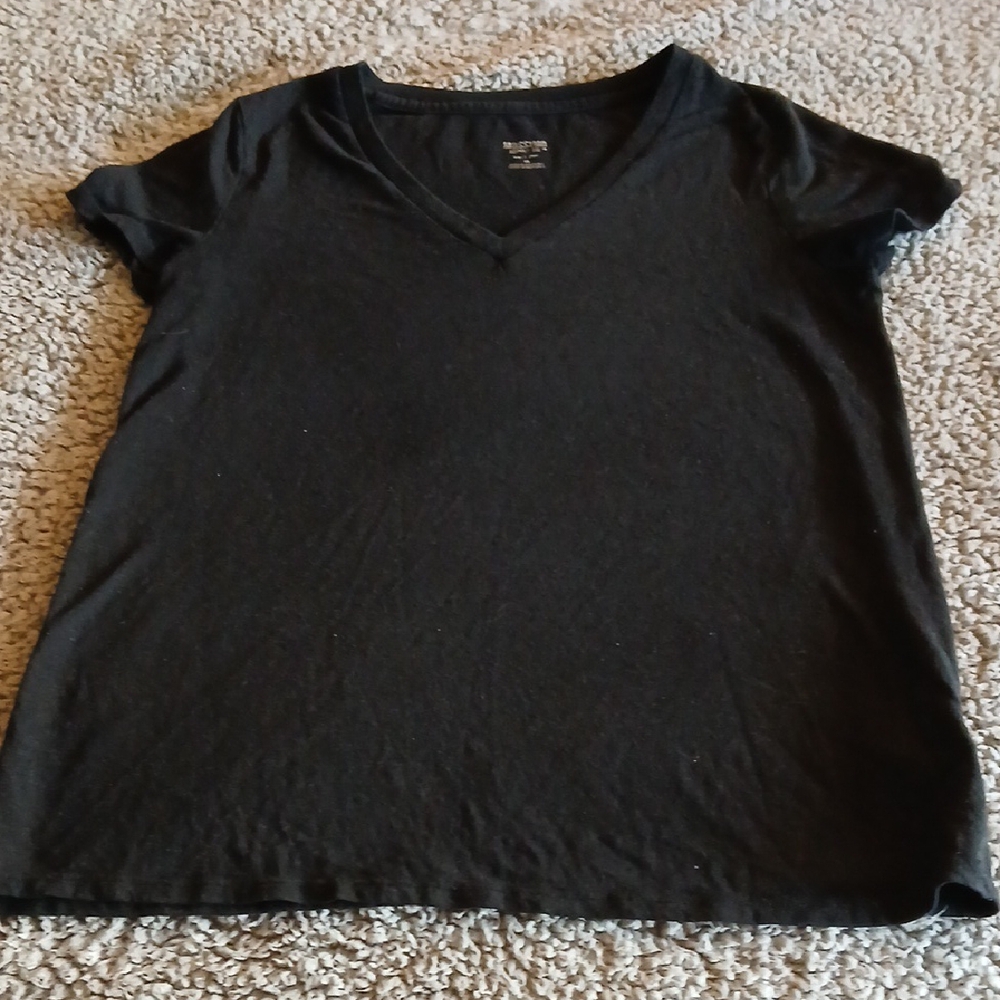 Black V-Neck Women's Top